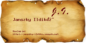 Janszky Ildikó névjegykártya